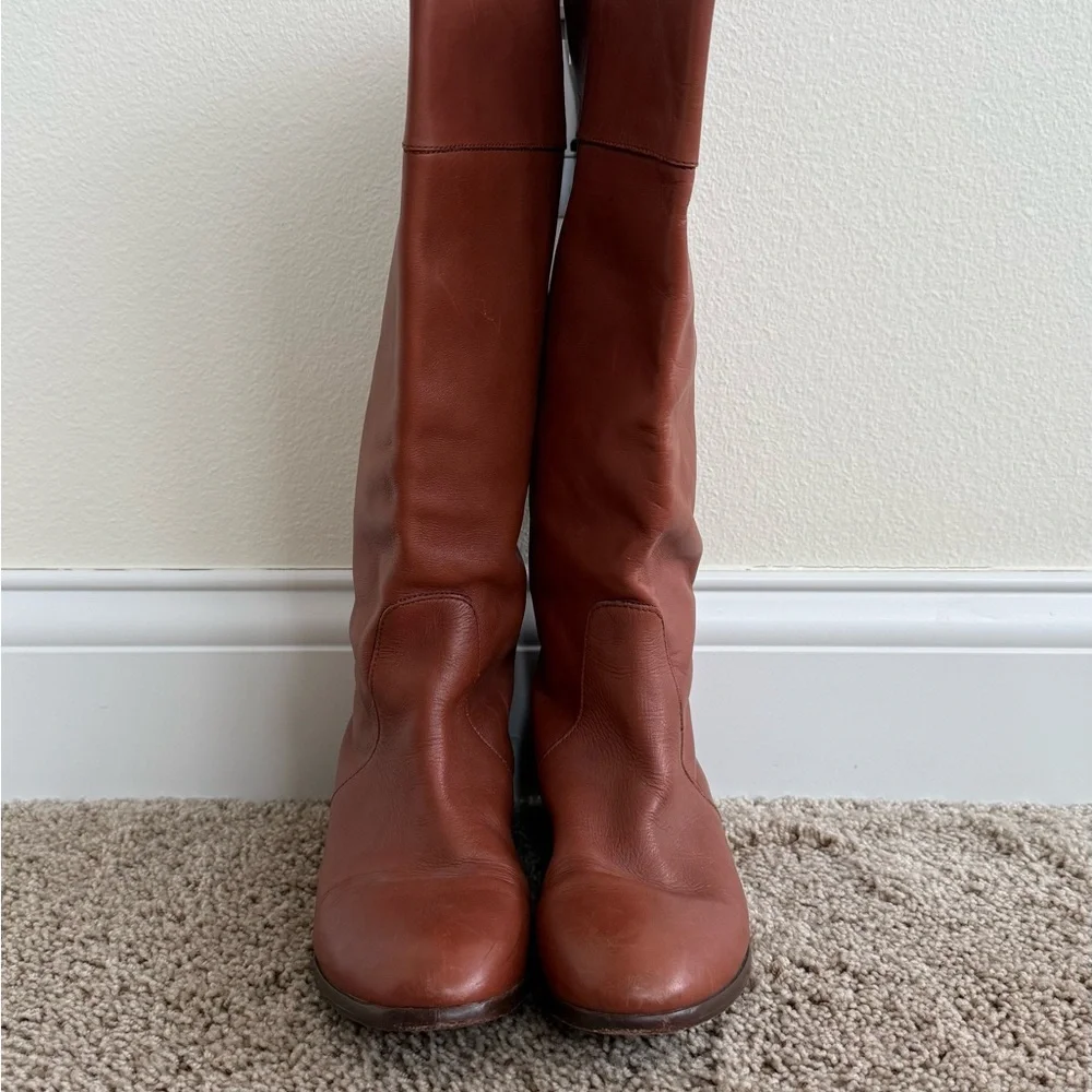 J. Crew Brown Over the Knee Boots with Smooth Leather and Classic Design